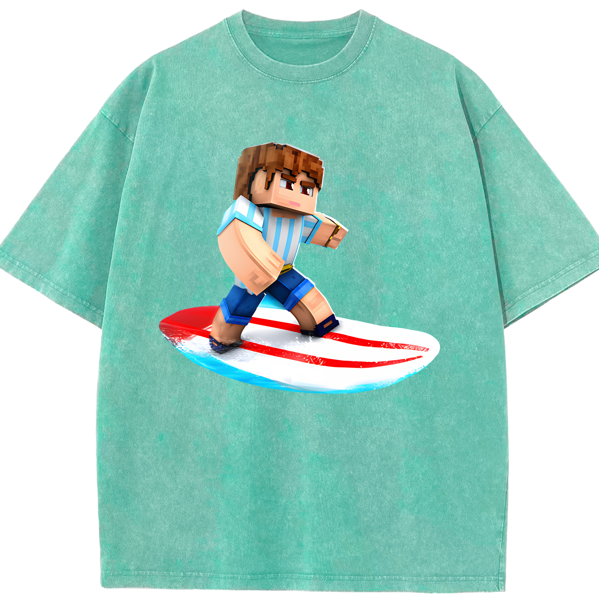 （画像用） マインクラフト ブロックの世界 Minecraft MC Block world 綿100% ヴィンテージ風 半袖Tシャツ（フロントプリント）